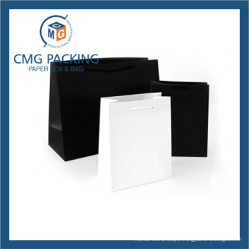 White and Black Clothing Promotion Paper Bag (CMG-PGBB-019)